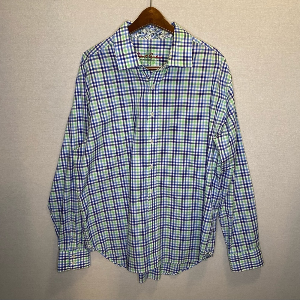 Robert Graham Plaid Shirt Flip Cuff Long Sleeve Mens Size 2XL